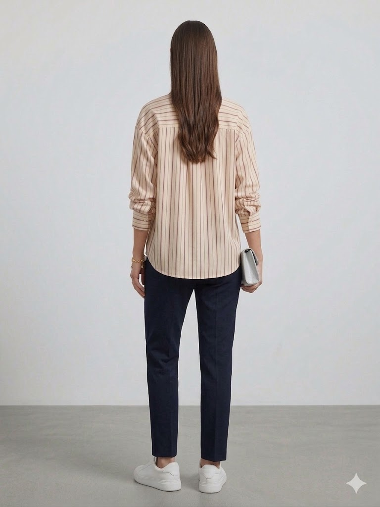 DOSSO DOSSİ Rahat Kesim Çizgili Gömlek 3824 - BEJ