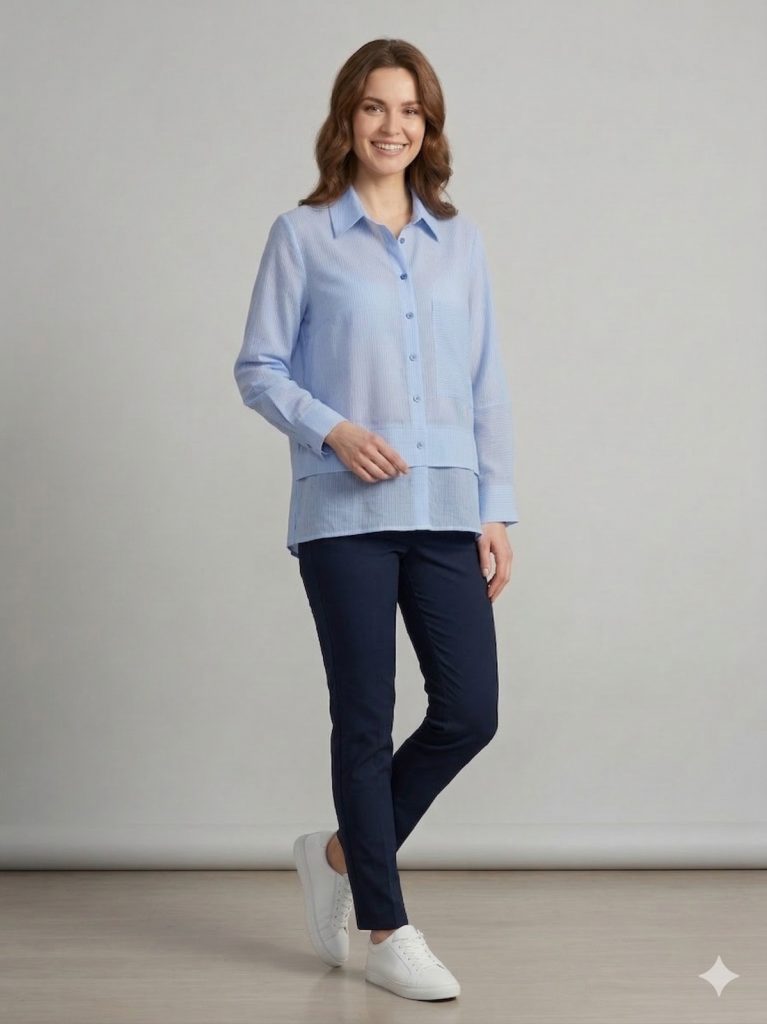 DOSSO DOSSİ  Ön Cep Detaylı Çizgili Gömlek 3896