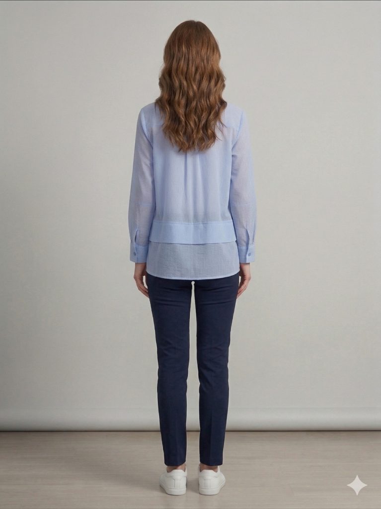 DOSSO DOSSİ  Ön Cep Detaylı Çizgili Gömlek 3896 - MAVİ