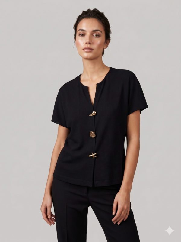 DOSSO DOSSİ SAMSARA Aksesuar Düğme Detaylı Bluz 8230