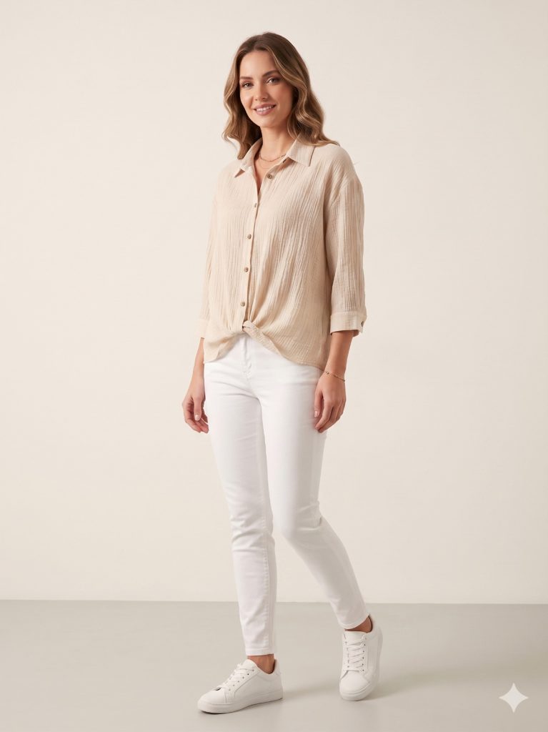 DOSSO DOSSİ SEUL Bel Büzgü Detaylı Bluz 1157 - BEJ