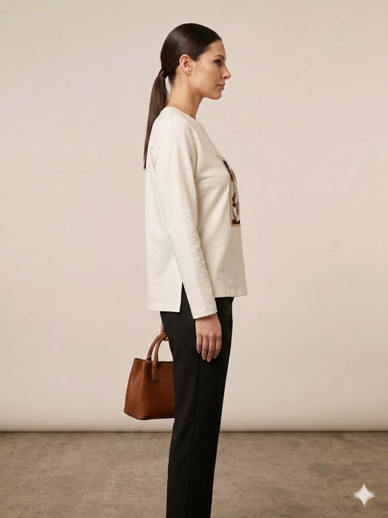 DOSSODOSSİ Desenli Bluz 1054 - EKRU