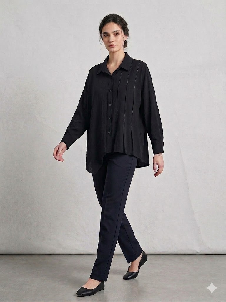 EKOL Büyük Beden Gömlek 2984 - Siyah