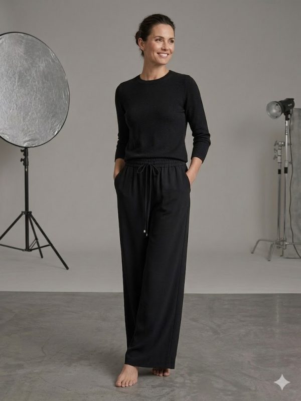 TOLGA SARAÇOĞLU Geniş Paça Örme Pantolon 30163