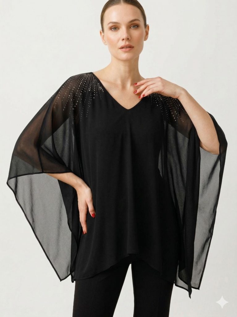 EKOL Omuz İşlemeli Bluz 2510 - Siyah