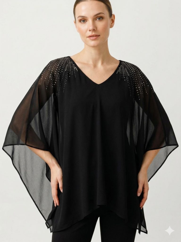 EKOL Omuz İşlemeli Bluz 2510 - Siyah