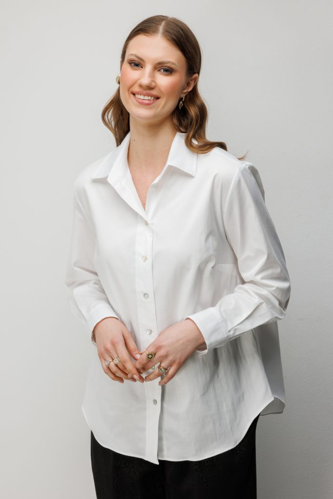 EKOL Polo Yaka Pamuklu Büyük Beden Gömlek 2560 - EKRU