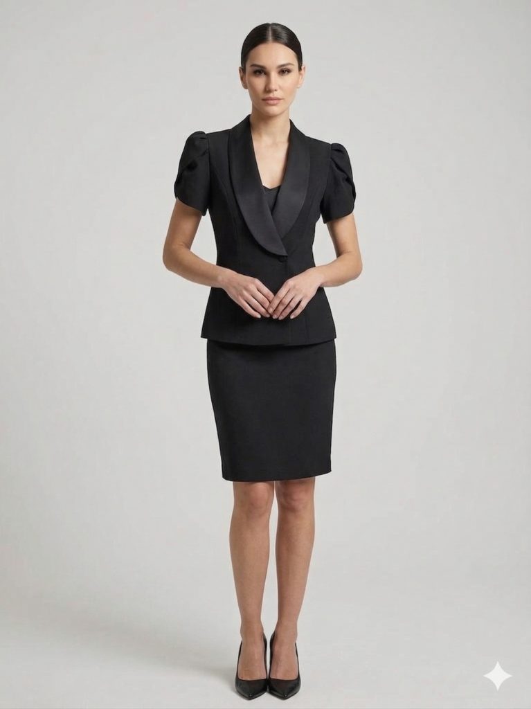 EKOL Kruvaze Yaka Bluz 1156 - Siyah