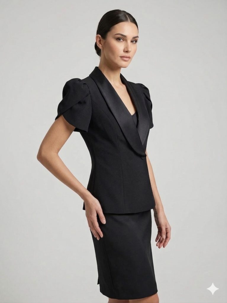 EKOL Kruvaze Yaka Bluz 1156 - Siyah