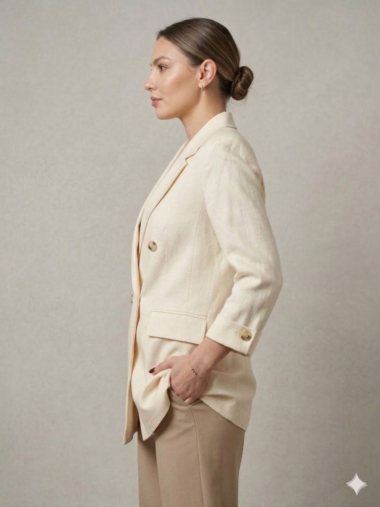 EKOL Yarım Kol Kapak Cepli Ceket 1270 - EKRU