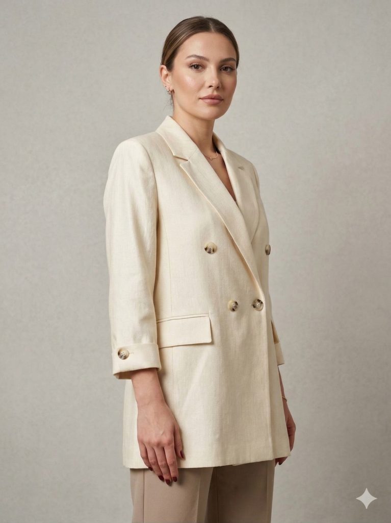 EKOL Yarım Kol Kapak Cepli Ceket 1270 - EKRU