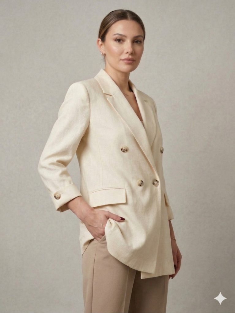 EKOL Yarım Kol Kapak Cepli Ceket 1270 - EKRU