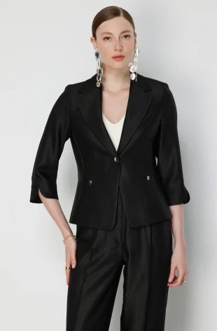 EKOL Truvakar Kol Tek Düğme Ceket 1272 - Siyah