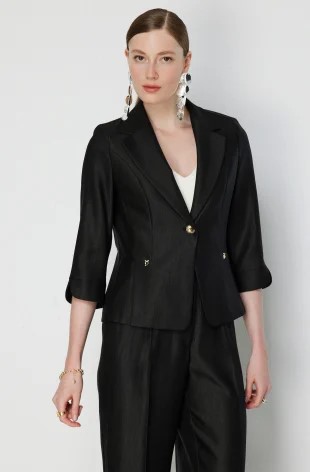 EKOL Truvakar Kol Tek Düğme Ceket 1272 - Siyah