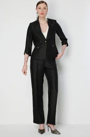 EKOL Truvakar Kol Tek Düğme Ceket 1272 - Siyah