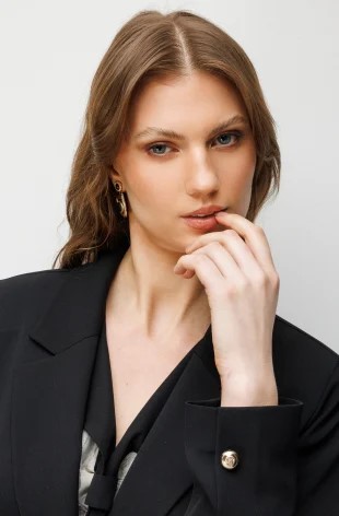 EKOL Metal Aksesuarlı Tek Düğme Ceket 1514 - Siyah