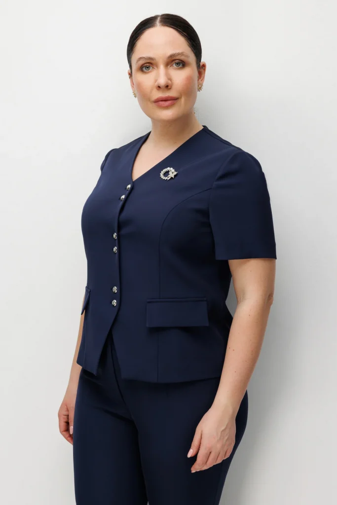 EKOL Metal Broşlu V Yaka Ceket 1528