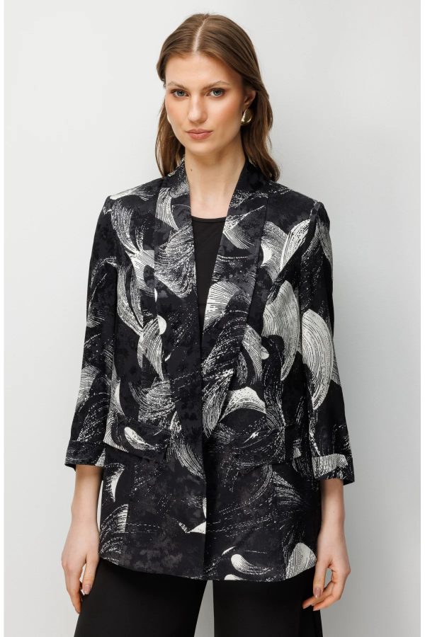 EKOL Yarım Kollu Desenli Büyük Beden  Ceket 1544