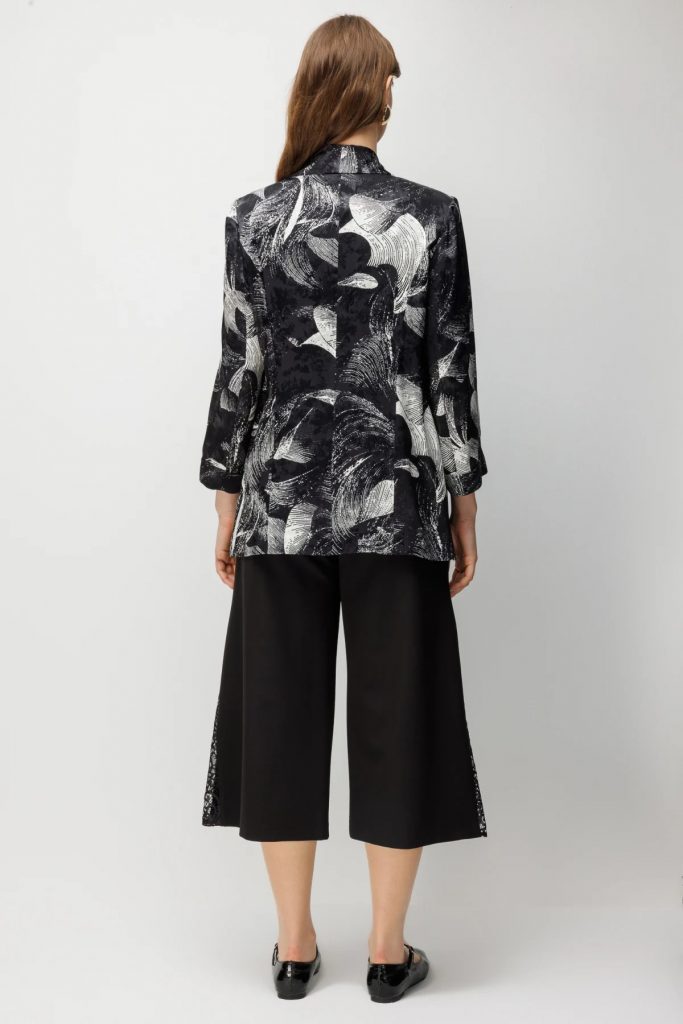 EKOL Yarım Kollu Desenli Büyük Beden  Ceket 1544 - Siyah