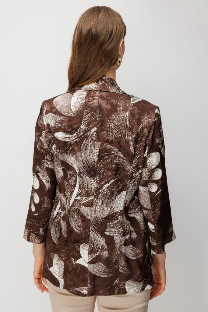 EKOL Yarım Kollu Desenli Büyük Beden  Ceket 1544 - kahve