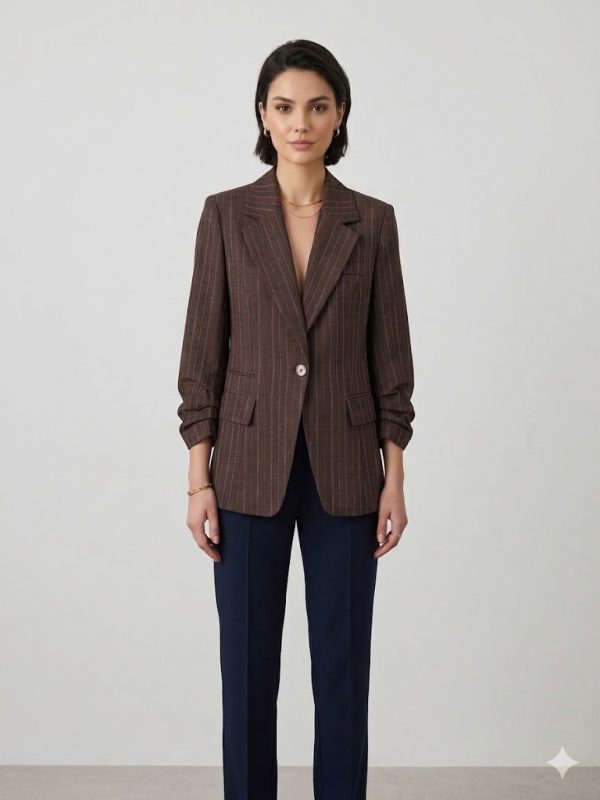 EKOL Çizgi Detaylı Ceket 1586