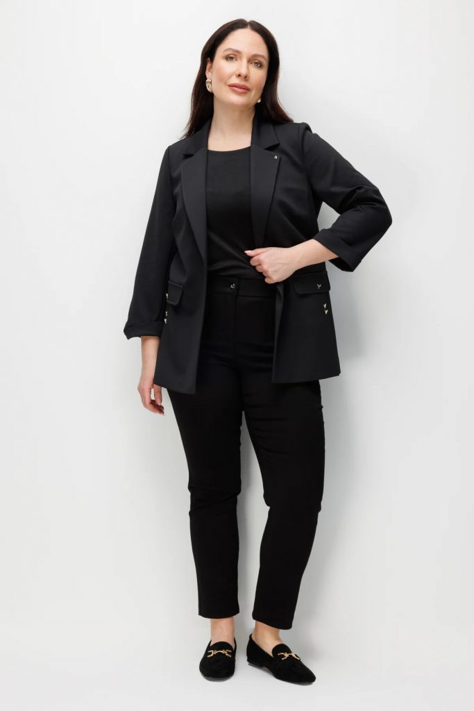 Ekol Metal Aksesuarlı Duble Kol Ceket 1664 - Siyah