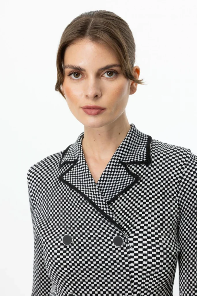 EKOL Süs Düğmeli Piliseli Midi Elbise 5986