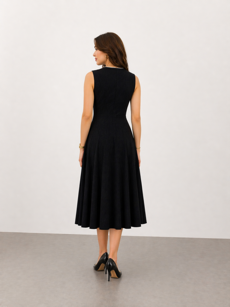 EKOL Yakası İncili Elbise 6080