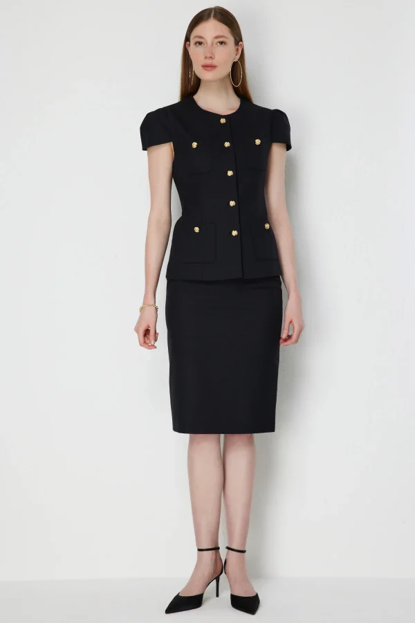 EKOL Arkası Yırtmaçlı Kalem Etek 1040