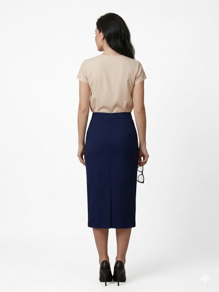 EKOL Düz Kesim Basic Etek 2004 B.B - Lacivert