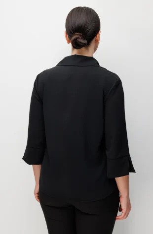 EKOL Taş İşlemeli Yarım Kollu Bluz 2964 - Siyah