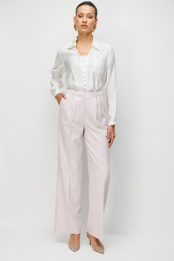 EKOL Pileli Bol Paça Pantolon 1076 - pembe