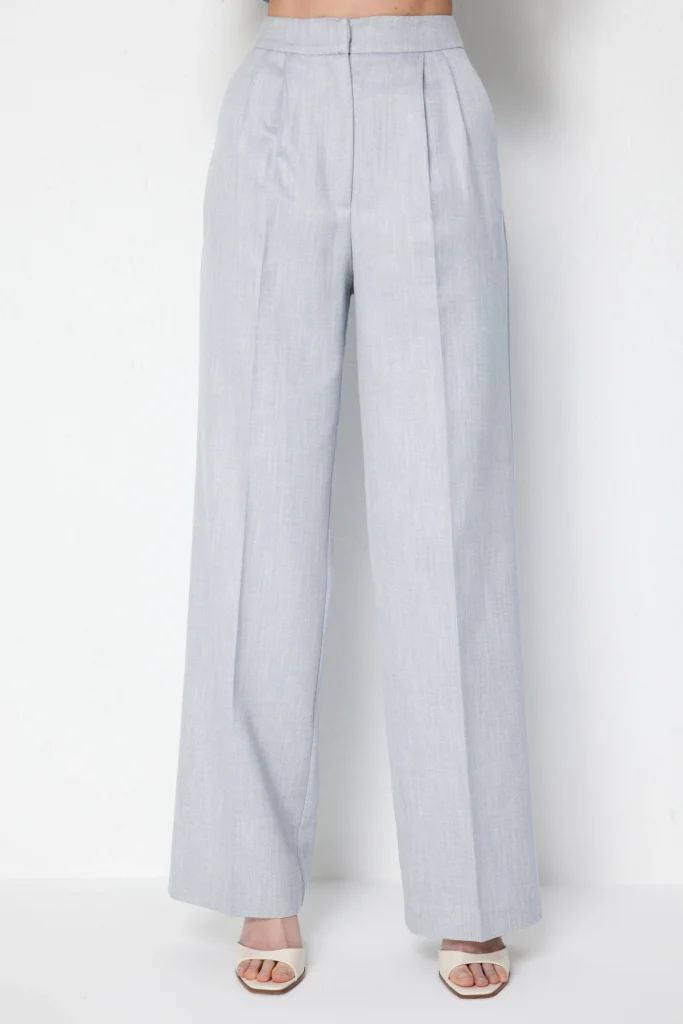 EKOL Pileli Bol Paça Pantolon 1076 - MAVİ