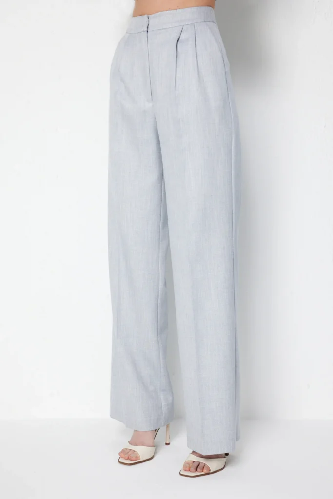 EKOL Pileli Bol Paça Pantolon 1076 - MAVİ