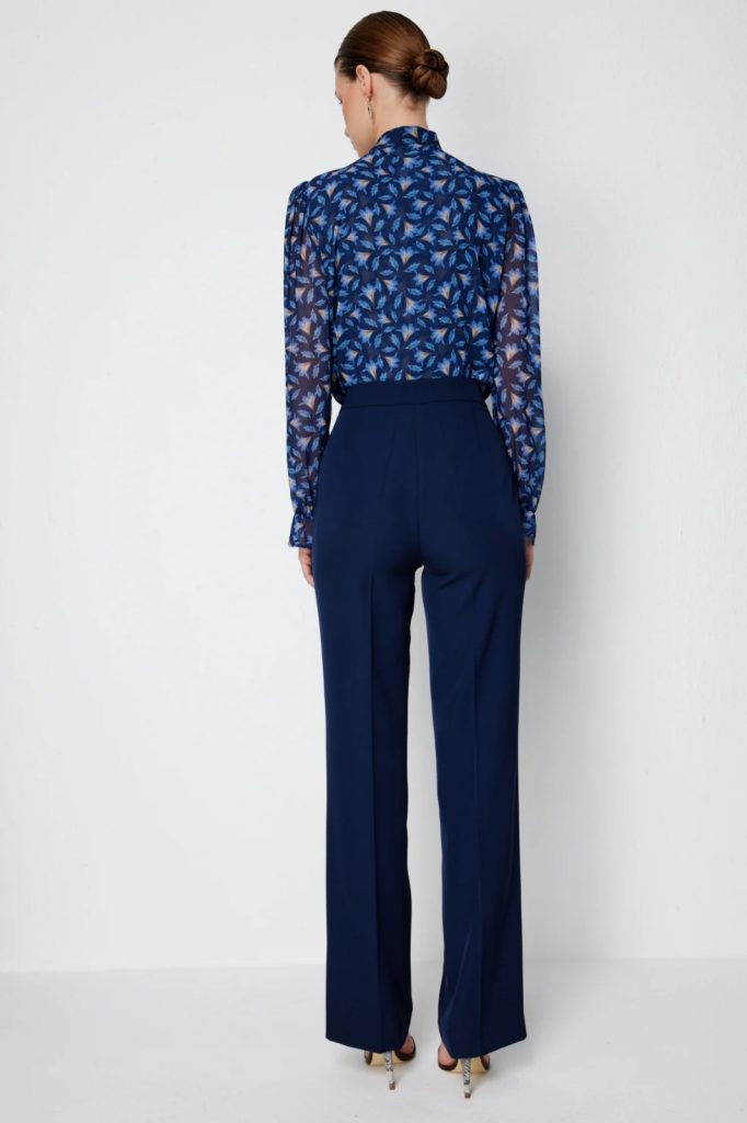 EKOL Yüksel Bel Düz Kesim Pantolon 1126 - Lacivert