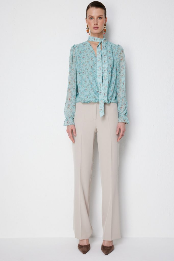 EKOL Yüksel Bel Düz Kesim Pantolon 1126 - KUM