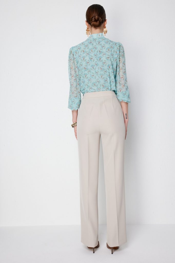 EKOL Yüksel Bel Düz Kesim Pantolon 1126 - KUM