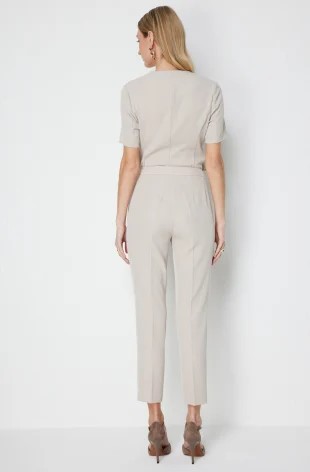 EKOL Düşük Bel Dar Paça Krep Pantolon 1132 - KUM