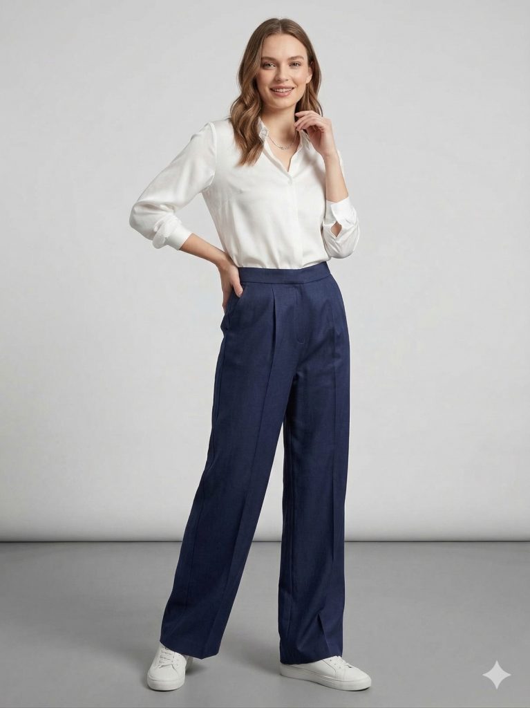 EKOL Yüksek Bel Klasik Pantolon 1264 - Lacivert