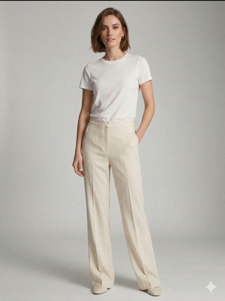 EKOL Yüksek Bel Klasik Pantolon 1264 - EKRU