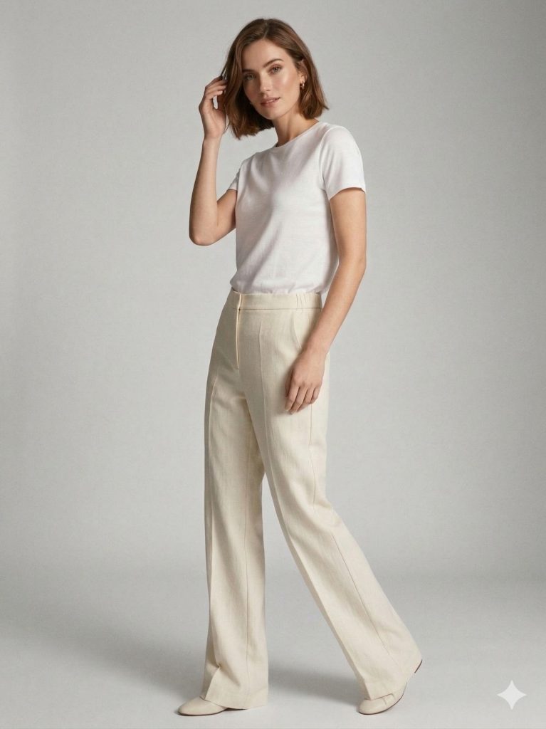 EKOL Yüksek Bel Klasik Pantolon 1264 - EKRU