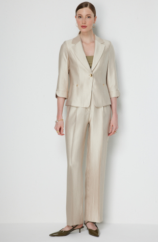 EKOL Yüksek Bel Tek Pile Pantolon 1274 - KUM