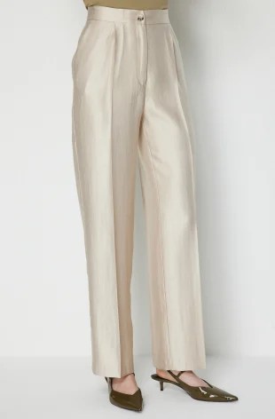 EKOL Yüksek Bel Tek Pile Pantolon 1274 - KUM