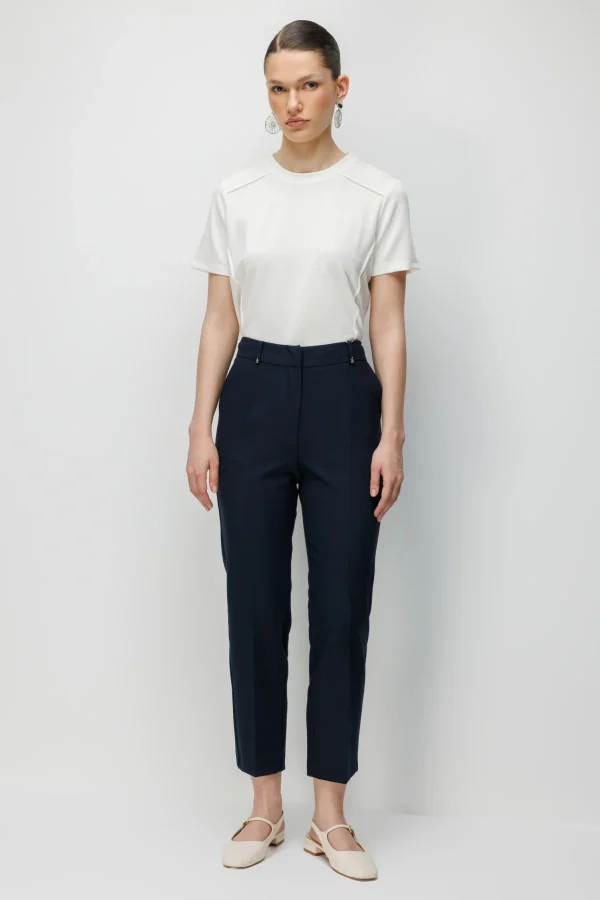 EKOL Metal Aksesuarlı Dar Paça Pantolon 4002