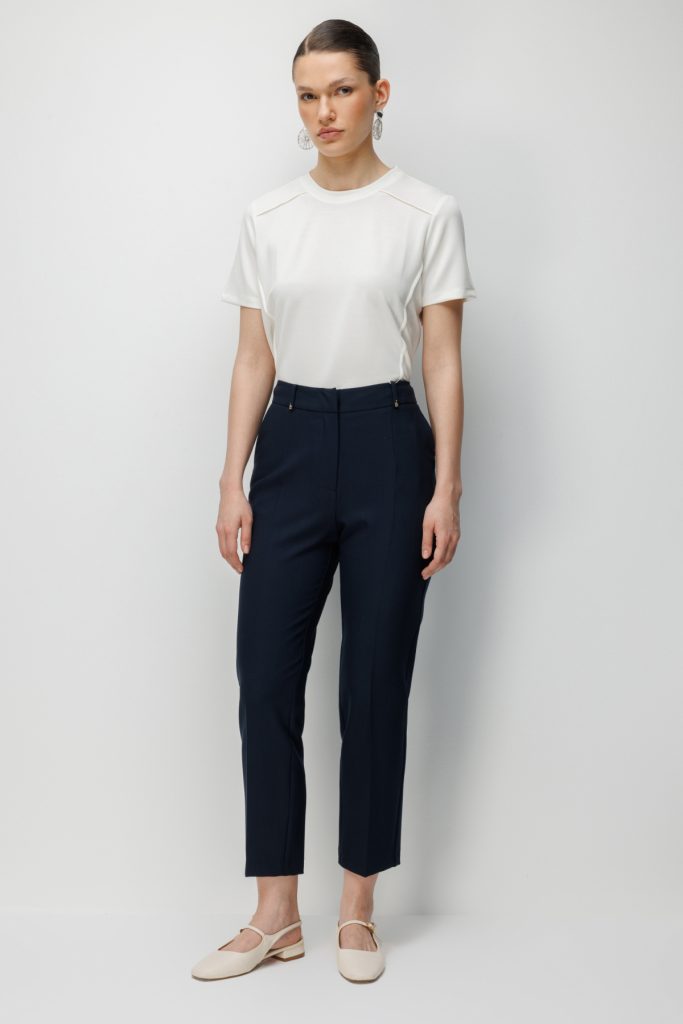 EKOL Metal Aksesuarlı Dar Paça Pantolon 4002 - Lacivert