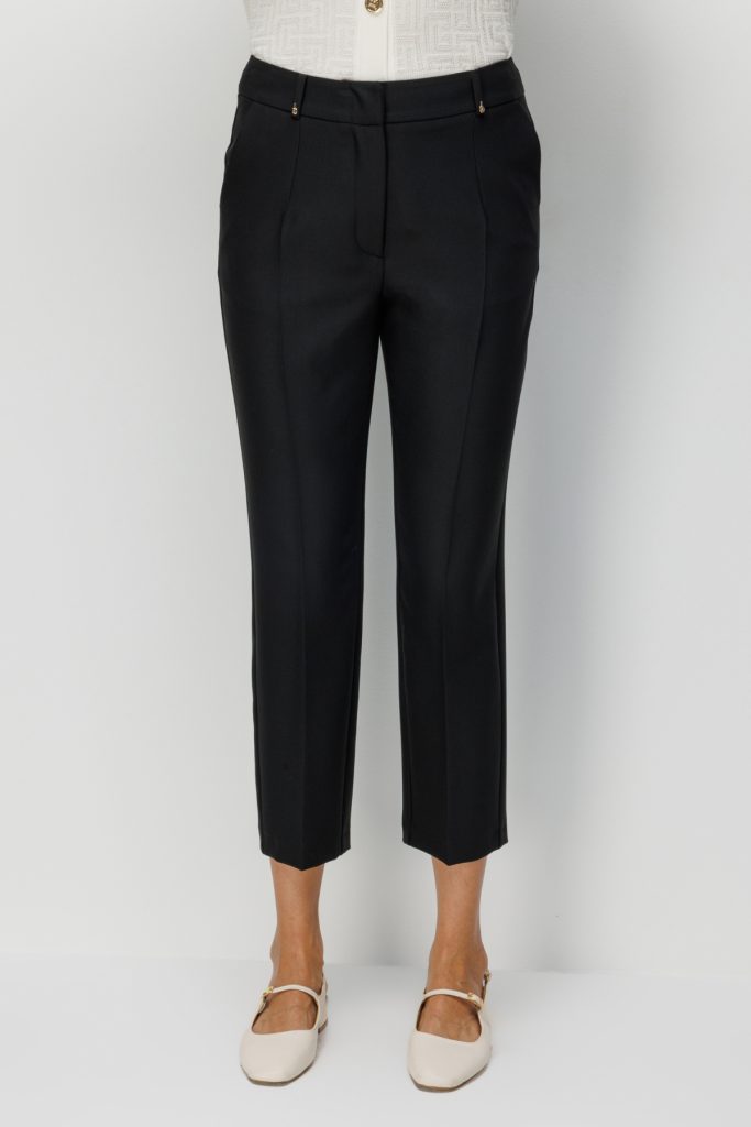 EKOL Metal Aksesuarlı Dar Paça Pantolon 4002 - Siyah