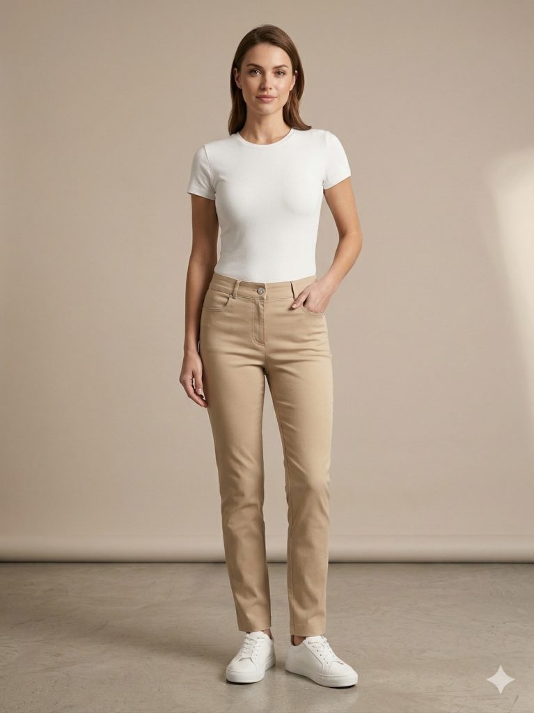 EKOL Yan Cepli Dar Paça Pamuklu Pantolon 4098 - KUM