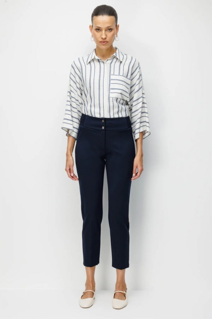 EKOL Çift Düğmeli Dar Paça Pantolon 4170 - Lacivert