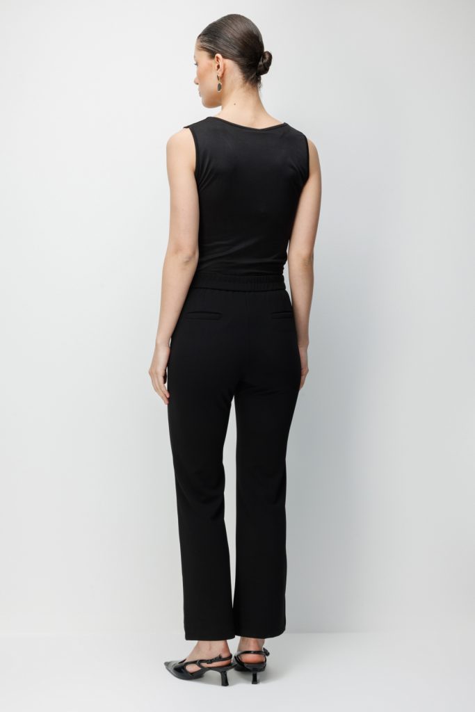 EKOL İspanyol Paça Tül Desen Detaylı Pantolon 4924 - Siyah