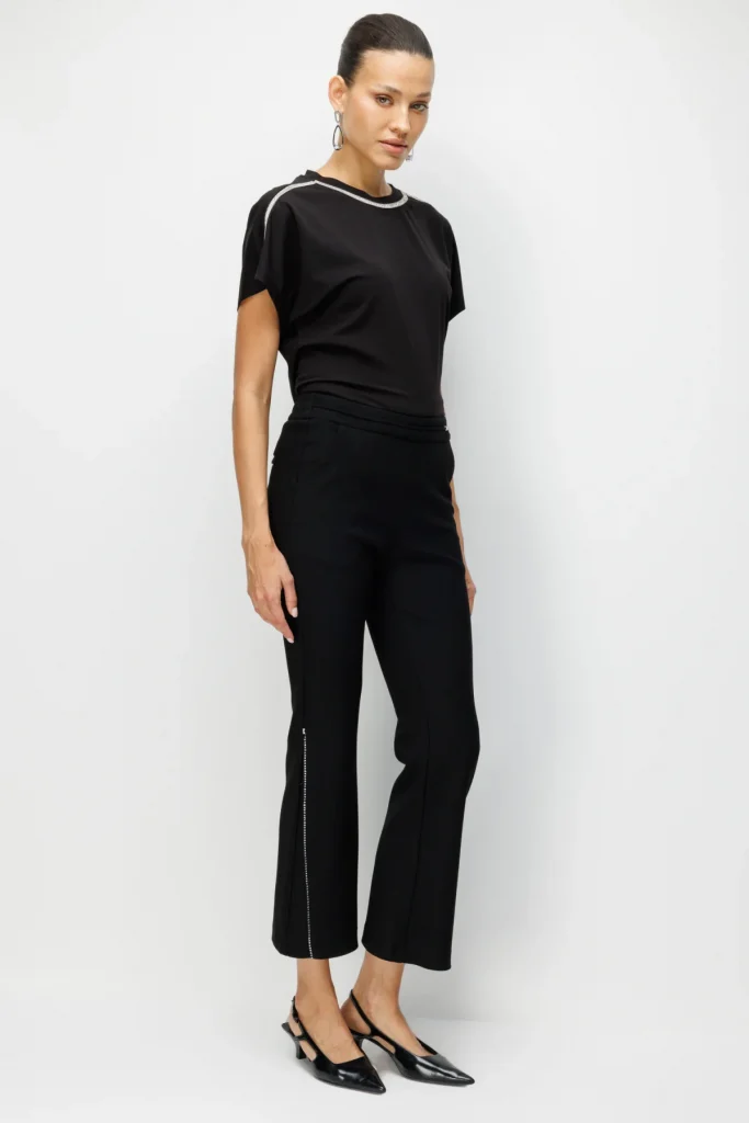 EKOL İspanyol Paça Taş İşlemeli Pantolon 4926 - Siyah